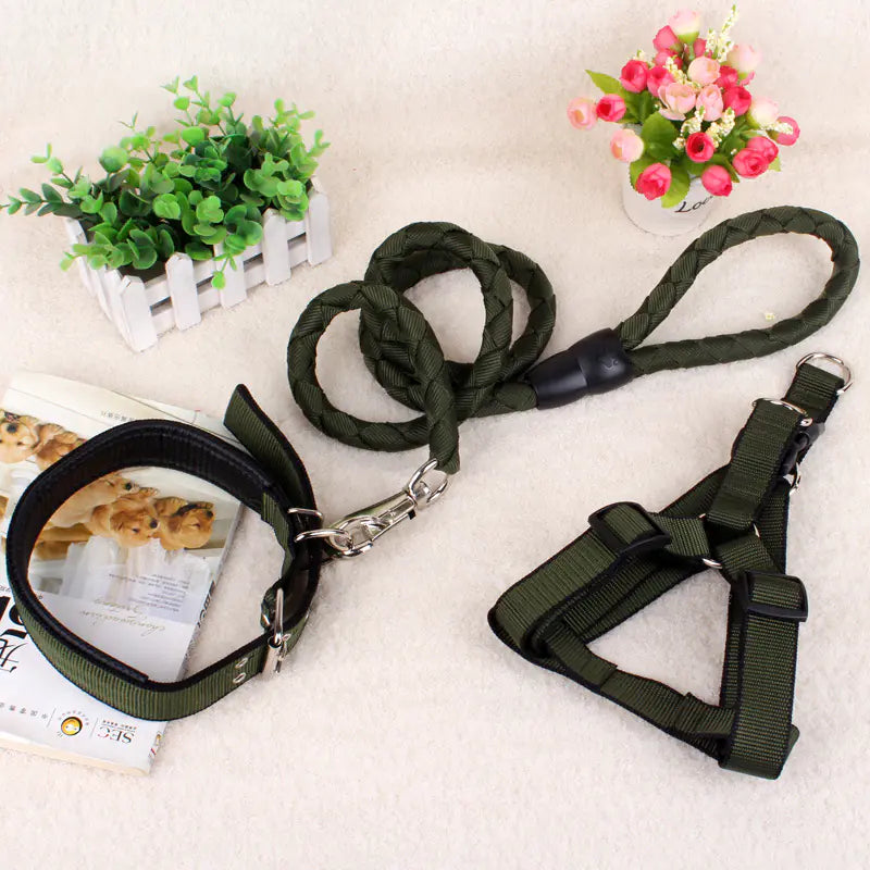 Dog Three-Piece Set: Leash, Harness, and Collar
