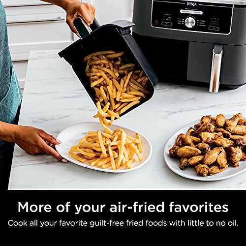 Ninja DZ550 Foodi 10 Quart 6-in-1 DualZone Smart XL Air Fryer with 2 Independent Baskets, Smart Cook Thermometer for Perfect Doneness, Match Cook & Smart Finish to Roast, Dehydrate & More, Grey