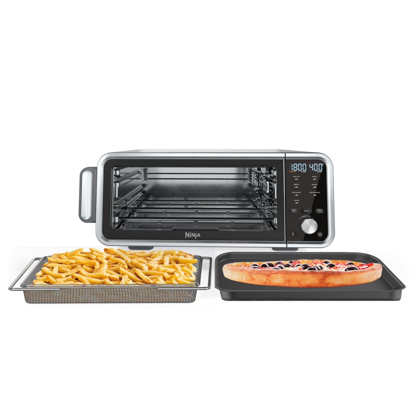 Ninja, Toaster Oven, Air Fryer, Thermometer, Toaster Oven Air Fryer Combo, Stainless Steel, Quick meals, Fries, Frozen Food, Air Fry, Dehydrate, Reheat, 13-in-1,Less Oil, Flip Away Oven, Foodi, SP351