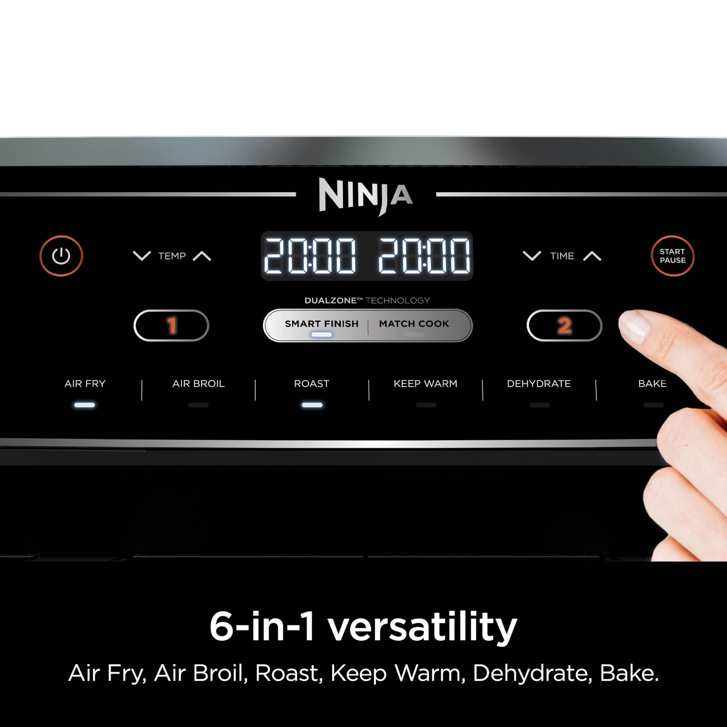 Ninja DZ550 Foodi 10 Quart 6-in-1 DualZone Smart XL Air Fryer with 2 Independent Baskets, Smart Cook Thermometer for Perfect Doneness, Match Cook & Smart Finish to Roast, Dehydrate & More, Grey