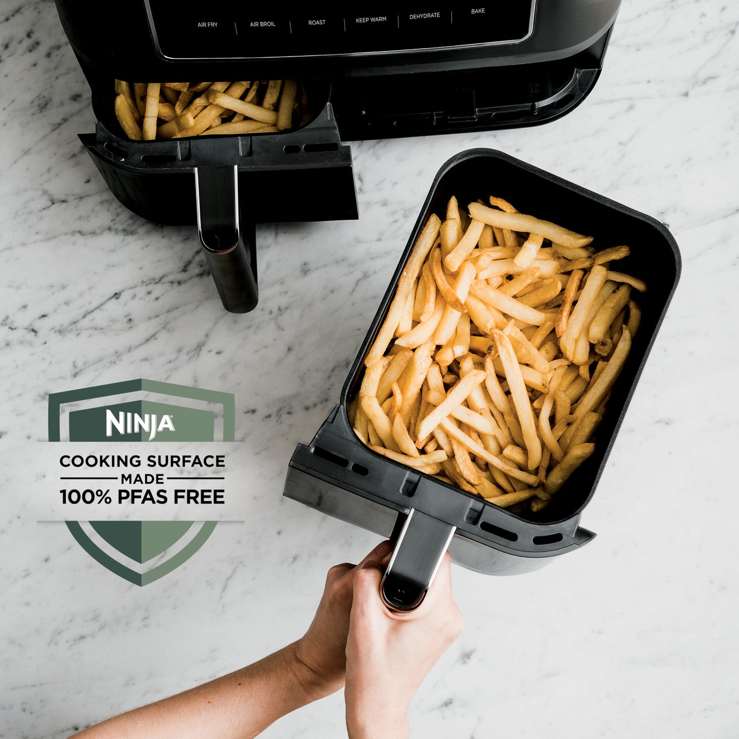 Ninja DZ550 Foodi 10 Quart 6-in-1 DualZone Smart XL Air Fryer with 2 Independent Baskets, Smart Cook Thermometer for Perfect Doneness, Match Cook & Smart Finish to Roast, Dehydrate & More, Grey
