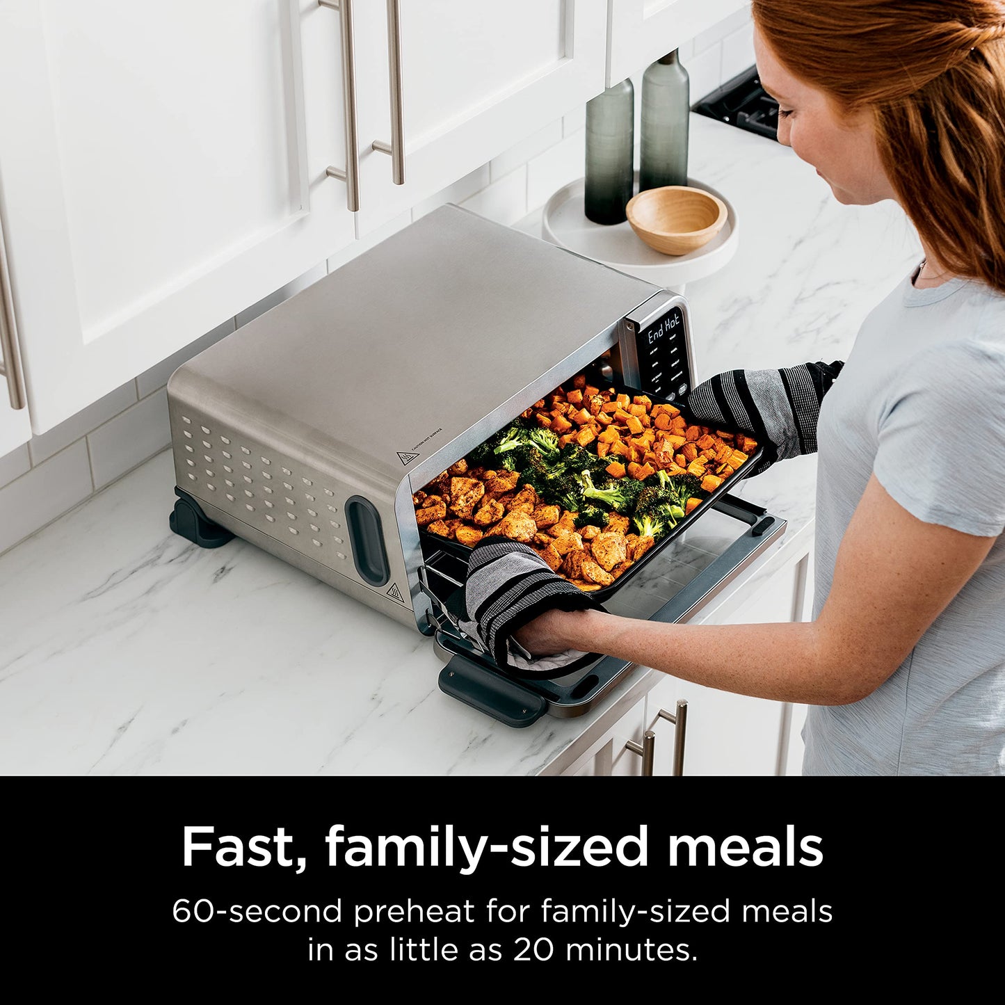 Ninja, Toaster Oven, Air Fryer, Thermometer, Toaster Oven Air Fryer Combo, Stainless Steel, Quick meals, Fries, Frozen Food, Air Fry, Dehydrate, Reheat, 13-in-1,Less Oil, Flip Away Oven, Foodi, SP351