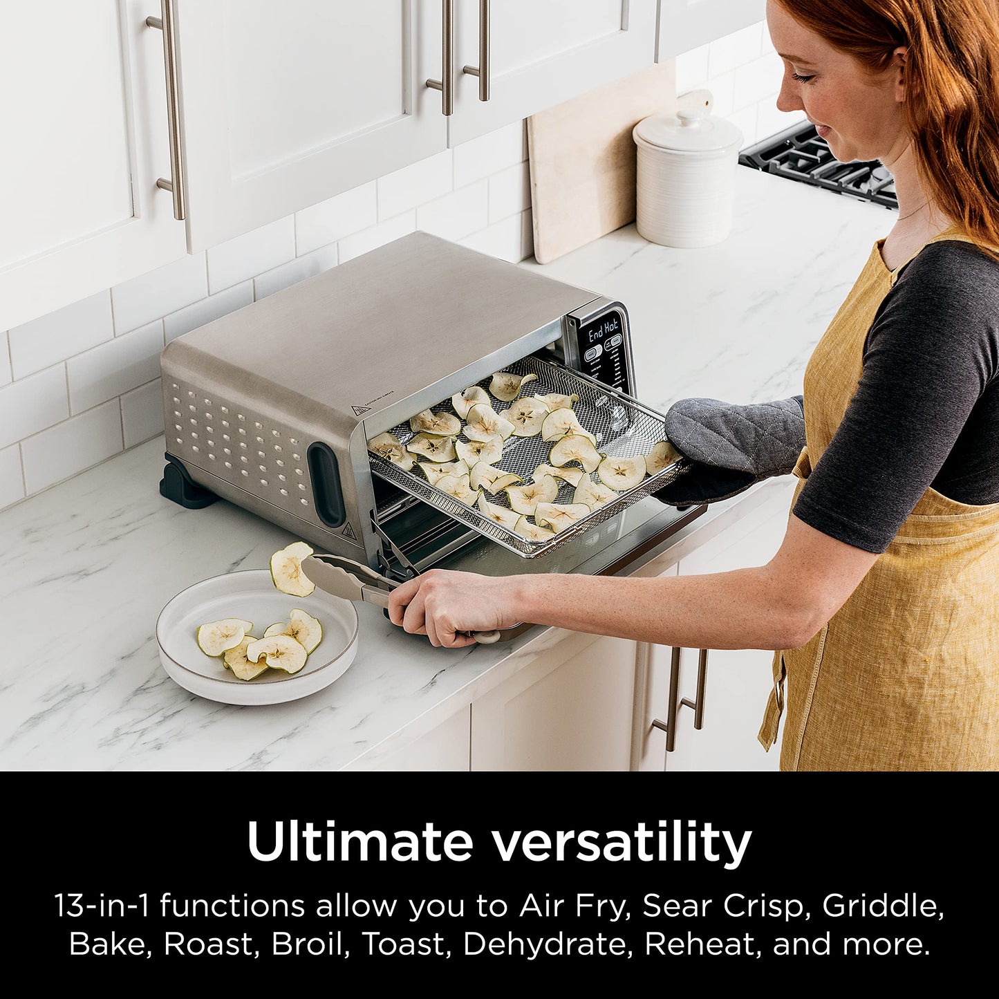 Ninja, Toaster Oven, Air Fryer, Thermometer, Toaster Oven Air Fryer Combo, Stainless Steel, Quick meals, Fries, Frozen Food, Air Fry, Dehydrate, Reheat, 13-in-1,Less Oil, Flip Away Oven, Foodi, SP351