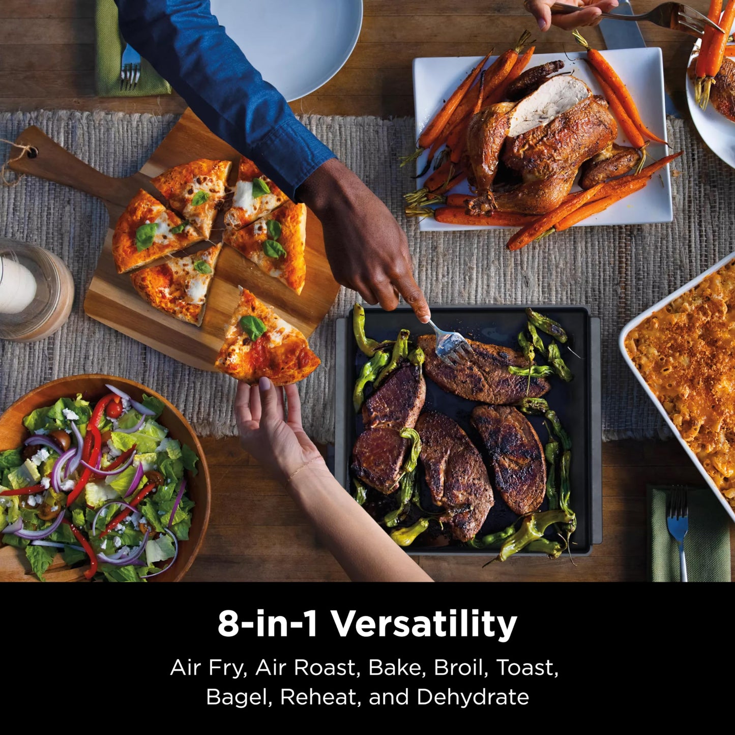 Ninja, Toaster Oven, Air Fryer, Thermometer, Toaster Oven Air Fryer Combo, Stainless Steel, Quick meals, Fries, Frozen Food, Air Fry, Dehydrate, Reheat, 13-in-1,Less Oil, Flip Away Oven, Foodi, SP351