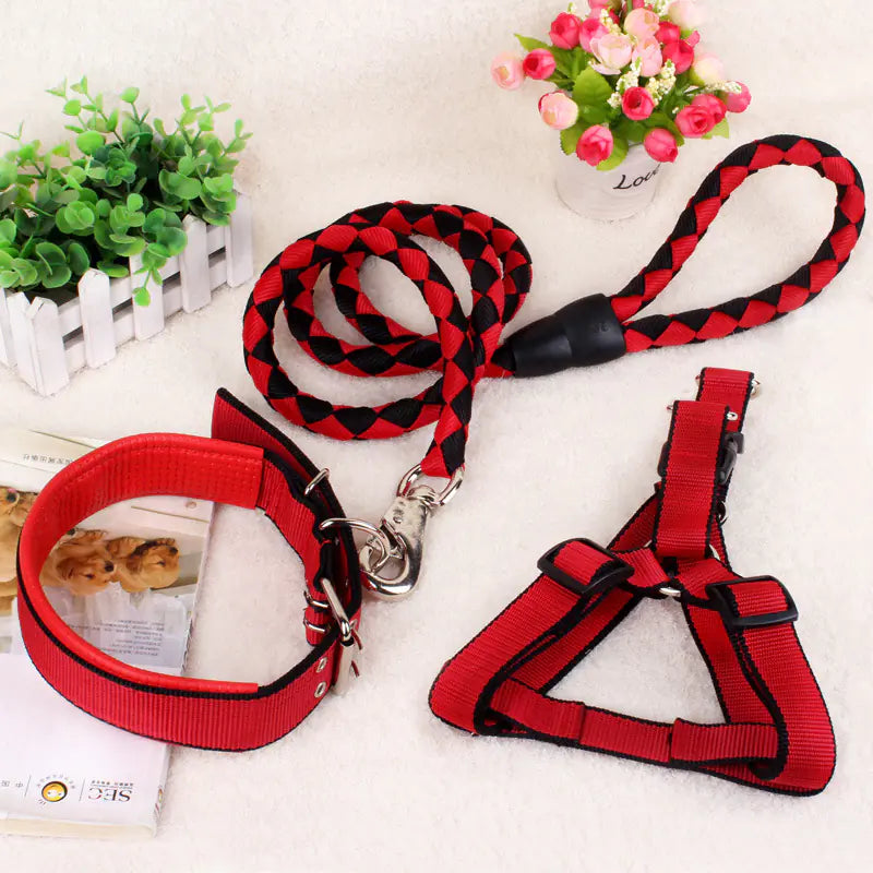 Dog Three-Piece Set: Leash, Harness, and Collar