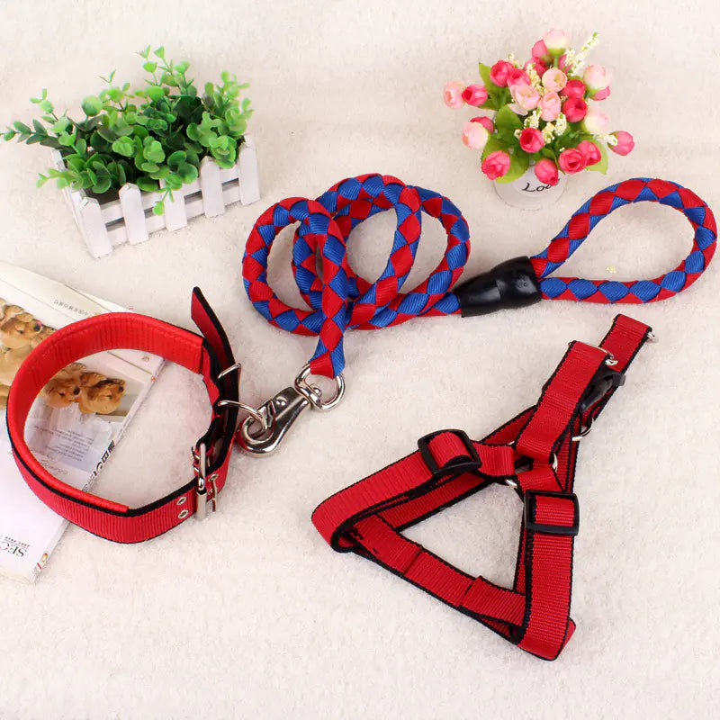 Dog Three-Piece Set: Leash, Harness, and Collar