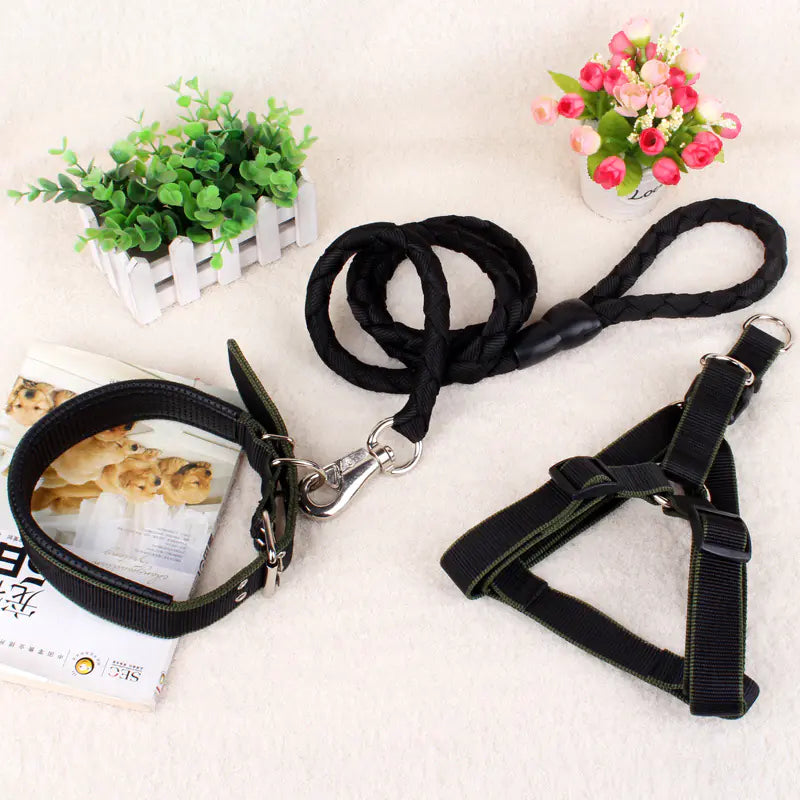 Dog Three-Piece Set: Leash, Harness, and Collar