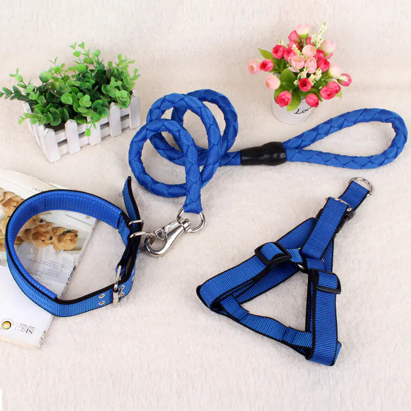 Dog Three-Piece Set: Leash, Harness, and Collar